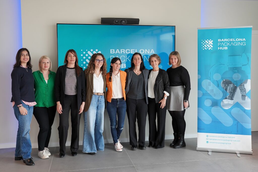 Foto grupal de las ponentes del webinar especial para el día de la mujer “Mujeres en la Industria del Packaging” organizado por Barcelona Packaging Hub.